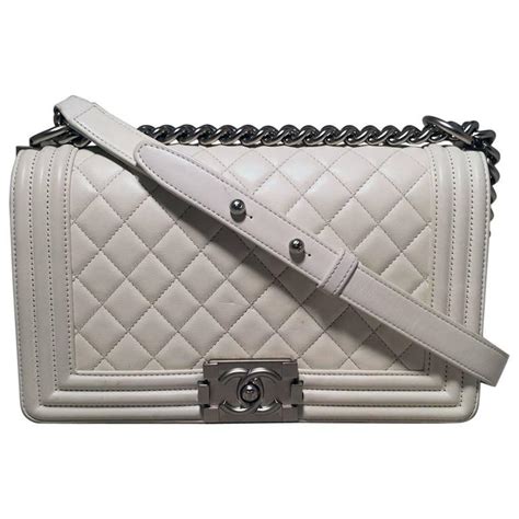 chanel led boy bag white|Chanel boy small quilted bag.